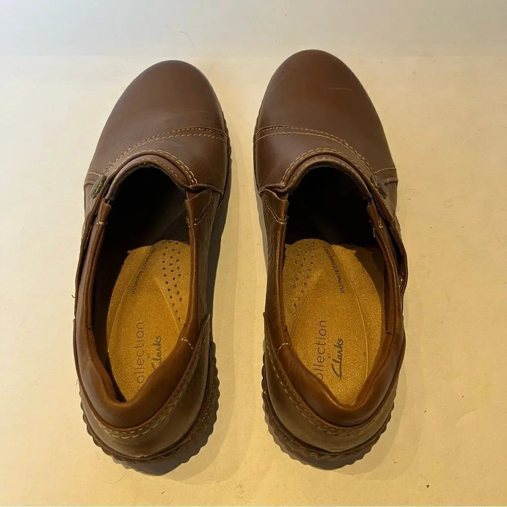 Collection by Clarks Women's slip on Brown Loafers Size 8 1/2